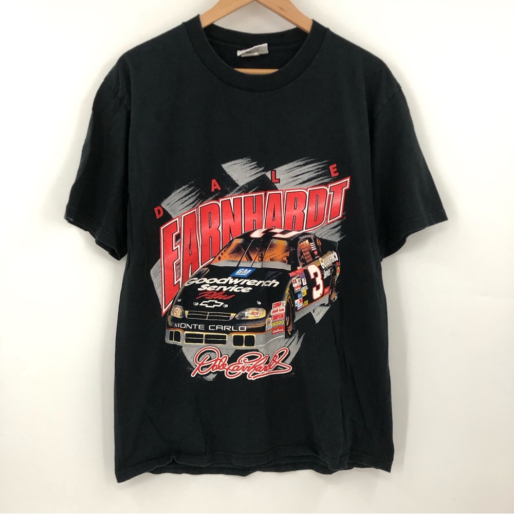 Vintage L Dale Earnhardt get used to the view Double Sided Black T-shirt 0058